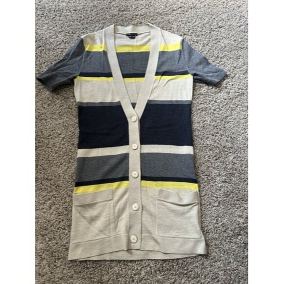 Theory Womens Color Block Short Sleeve Button Detail Pockets top Size P/TP Small - Picture 1 of 15
